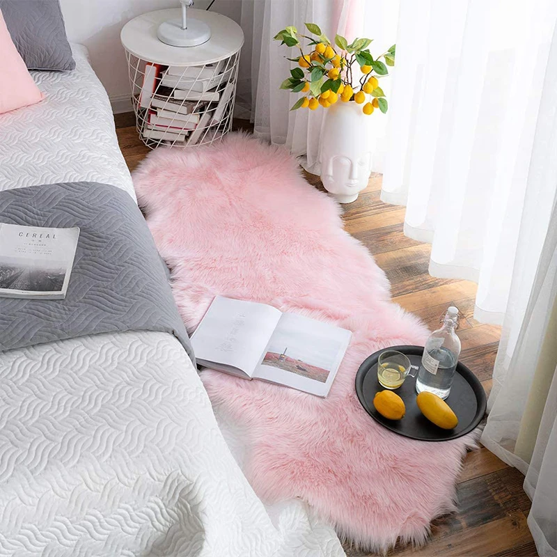 Super Soft Long Plie Plush Living Room Carpet Faux Fur Sheep Skin Area Rug