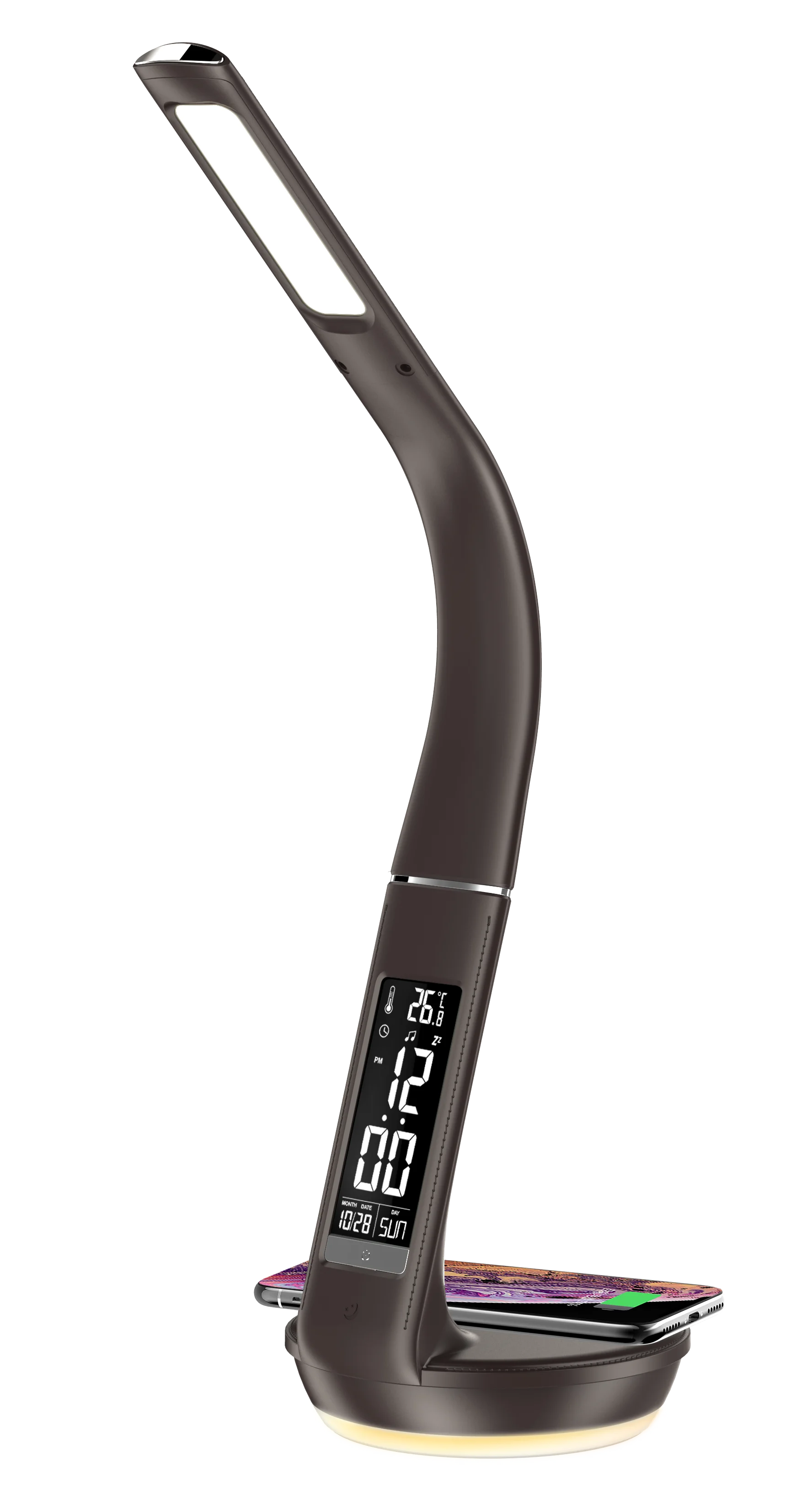 Indoor Lighting Flexible Arm Desk Lamp Digital Alarm Clock Table Light Wireless Chargering Table Lamp for Living Room