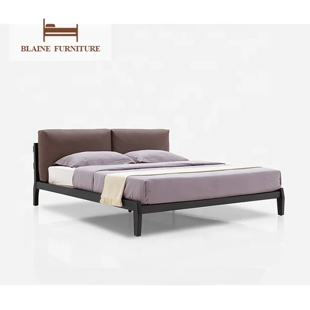 New Model Upholstery Master Bedroom Linen Fabric Headboard Modern Double Bed Upholstered King Size Bed
