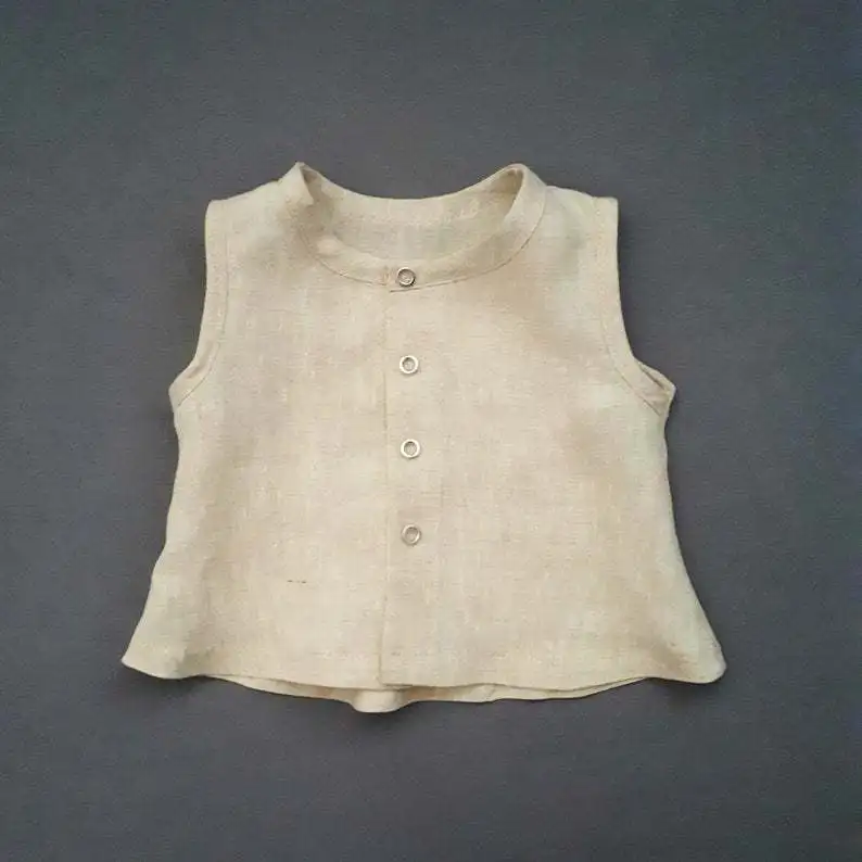 
2020 Hot Sale Kids Girl Clothes Top Solid Color Sleeveless Baby Girls Linen Vest 