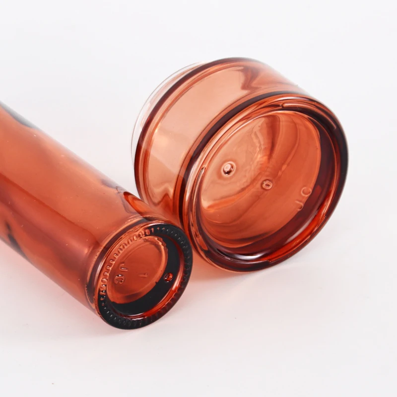 2022 luxury cosmetic packaging set thick bottom glass pump bottle and cream jar glass unique dropper bottle