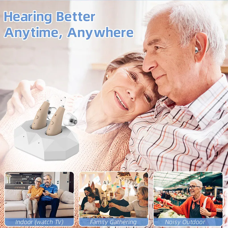 Medical RIC Invisible In Ear Deaf Hearing Loss Rechargeable Hearing Aids For Seniors