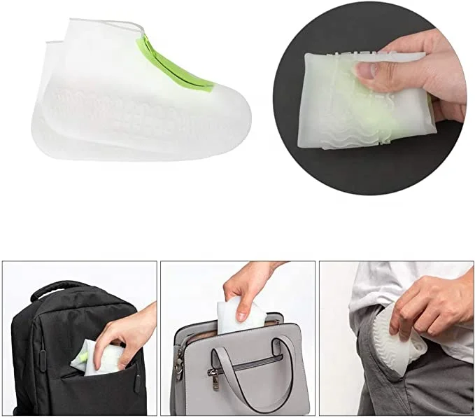 Waterproof Silicone Shoe Covers Reusable Foldable Not-Slip Rain Shoe Covers with Zipper Shoe Protectors Overshoes Rain Galoshes