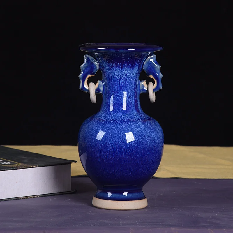 Home Decor Chinese Style Ceramic Flower Vase Wholesale Antique Pottery Blue And White Porcelain Small Vase