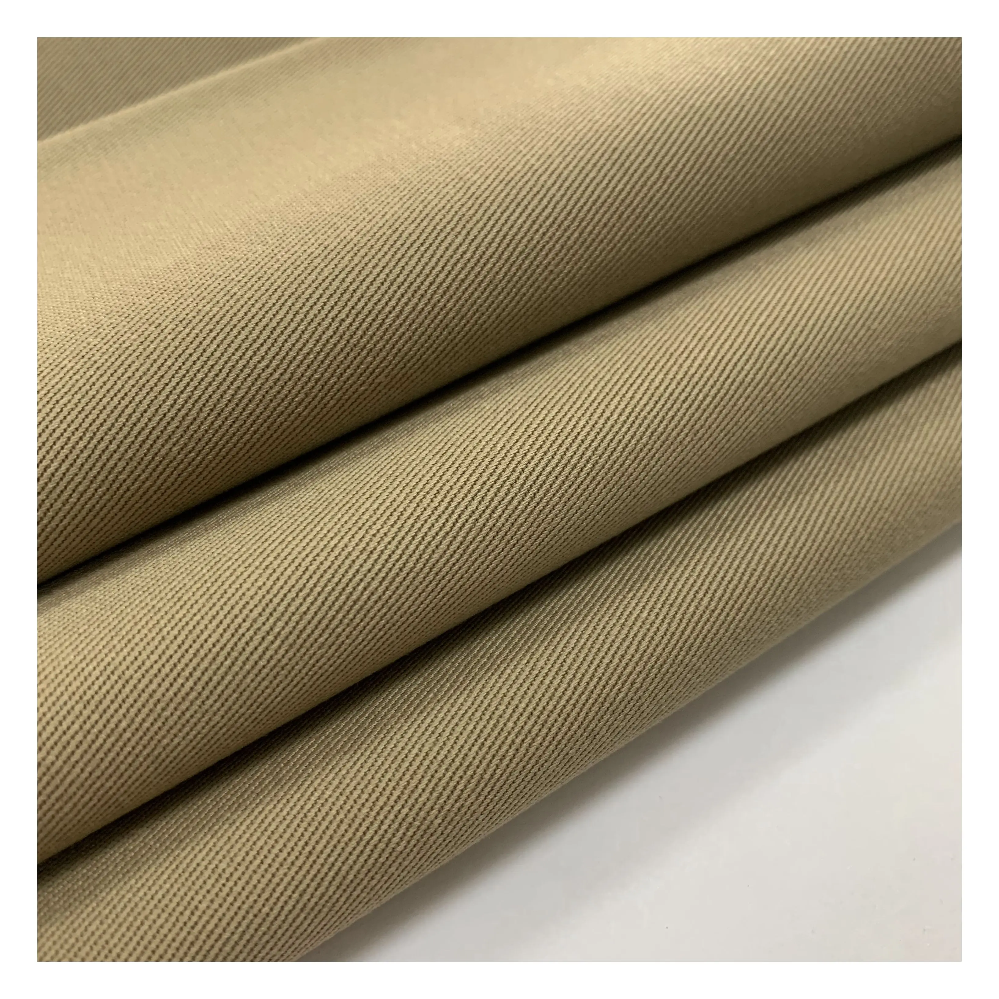 Оптовая продажа, индивидуальная 100% хлопчатобумажная саржевая ткань с хаки, устойчивая к разрыву ткань для производства одежды, брюки-карго