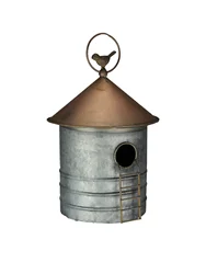 Galvanized Metal Farm Silo Hanging Birdhouse Bird House