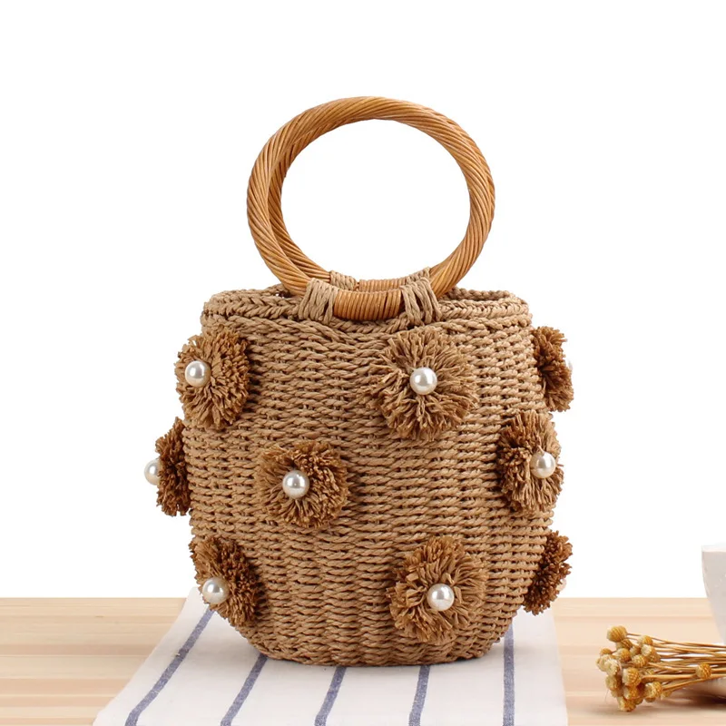 CPC Half Moon Straw Bag Crossbody Bag For Girl And Women Simple Style Pure Color Summer Mini Beach Straw Tote Bag