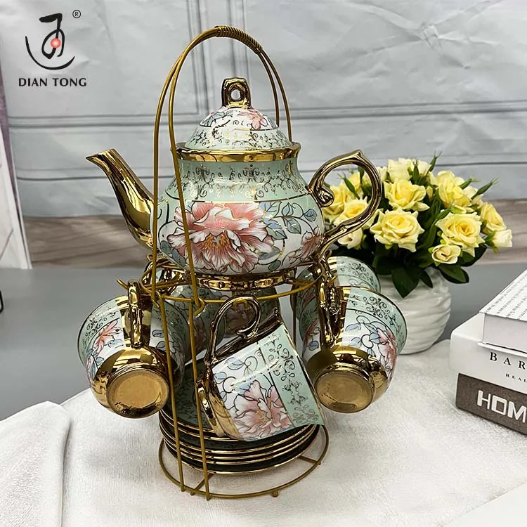 Cheap Luxury Restaurant Gold 13pcs Arabic Espresso Ceramic Coffee Cup And Saucer Set Turkish Coffee Cups Set Custom Tea Cup Set