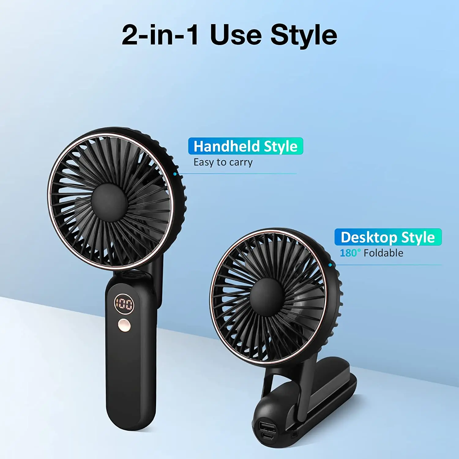 Multi-Function Folding Handheld Mini Portable Fan USB desktop Power Bank Rechargeable Foldable Hanging Neck Fan