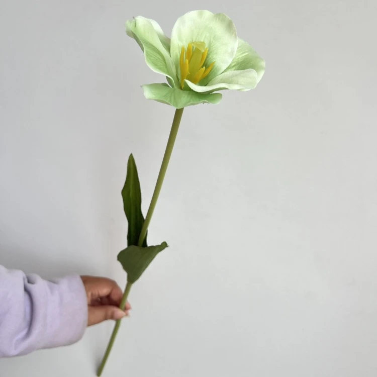 New Style Faux Opened Tulip Flower Artificial Flower Silk Tulip Single Stem Pink Purple with Leaves for House Party Cafe Decor