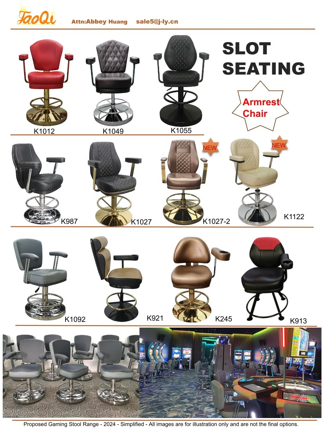 Customized Casino Chair Bar stool Roulette Gaming Slot Chair Machine High Bar Table Poker Metal Golden Bar Counter Furniture