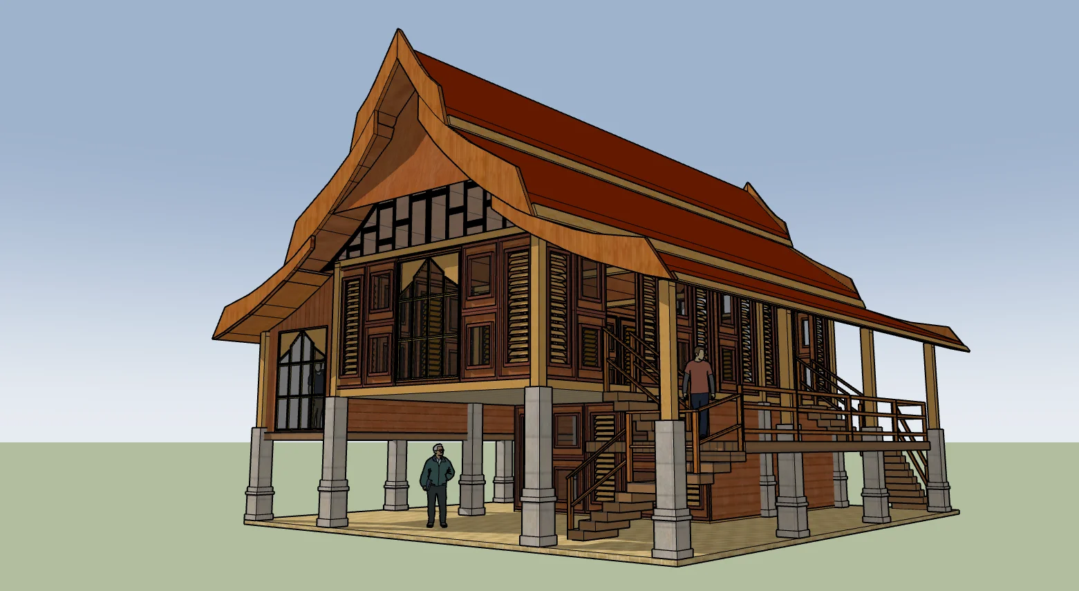 3D  design boarding house plans for villas