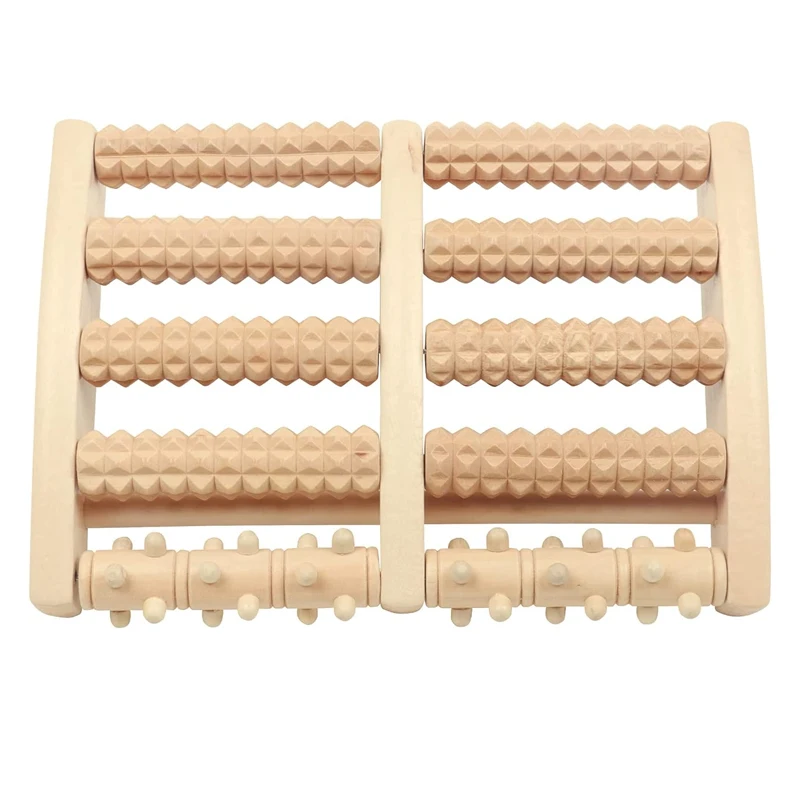 Dual Foot Massager Roller Pure Natural Wooden Foot Massager Roller for Plantar Fasciitis