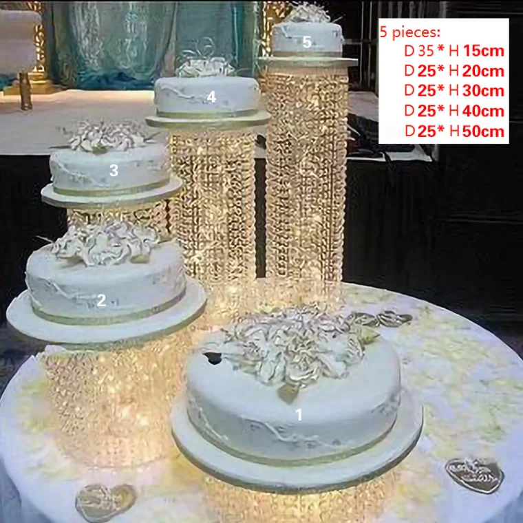 Wedding Cake Table Decor Centerpieces Crystal Decorating Beaded Mirror Crystal Cake Cupcake Dessert Stand Wedding Centerpiece