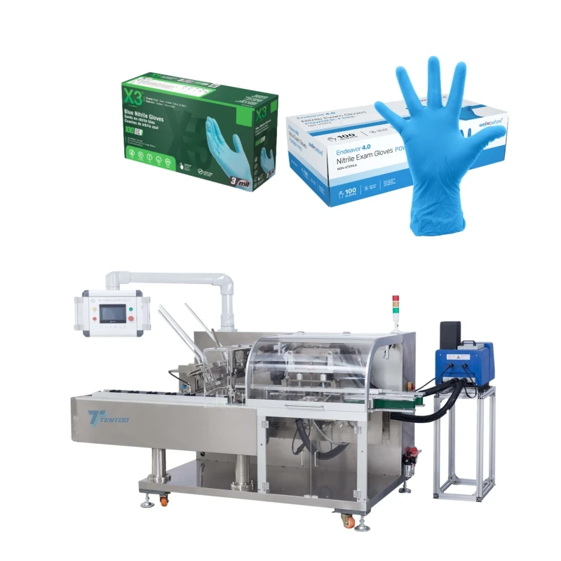 Fully Automatic Horizontal Gloves Carton Box Packing Packaging Machinery Pharmaceutical Food Cartoning Machine