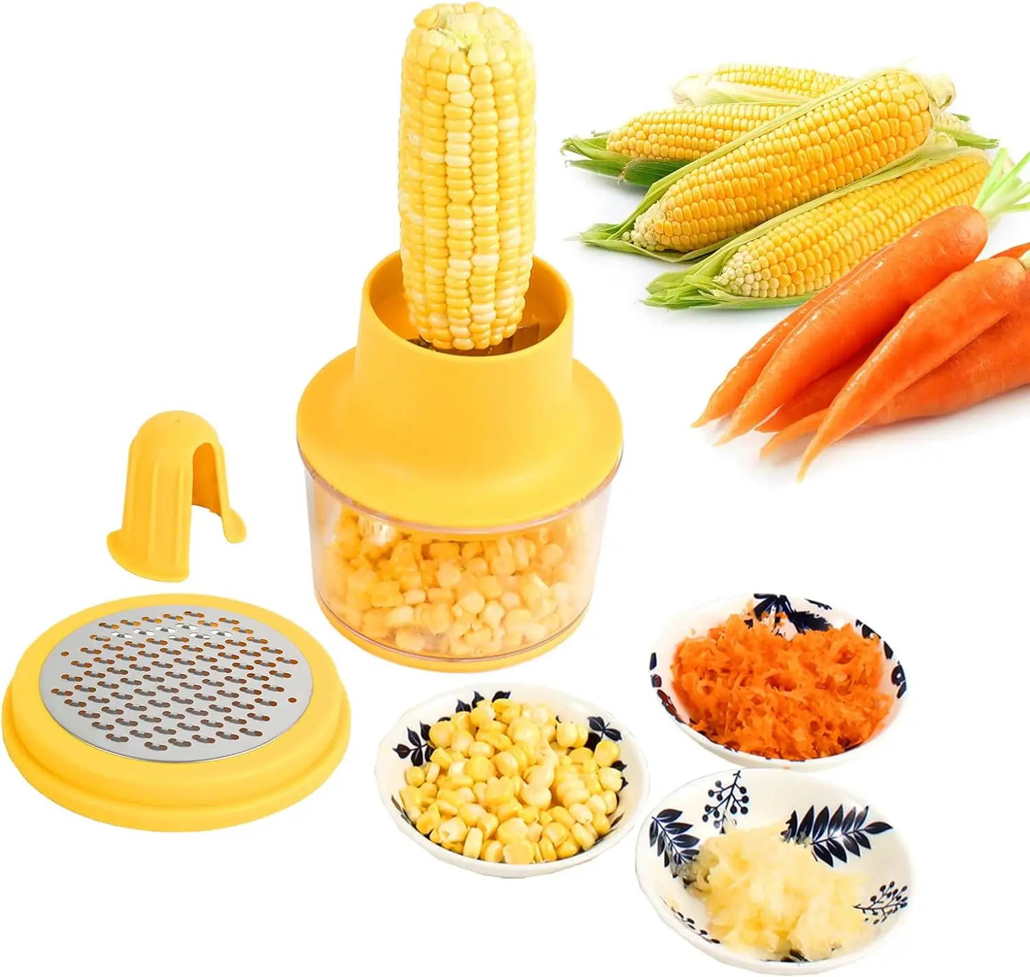 New creative kitchen tools 4 in 1 corn and garlic peeler grinder thresher stainless steel corn peeler multifunction corn cutter