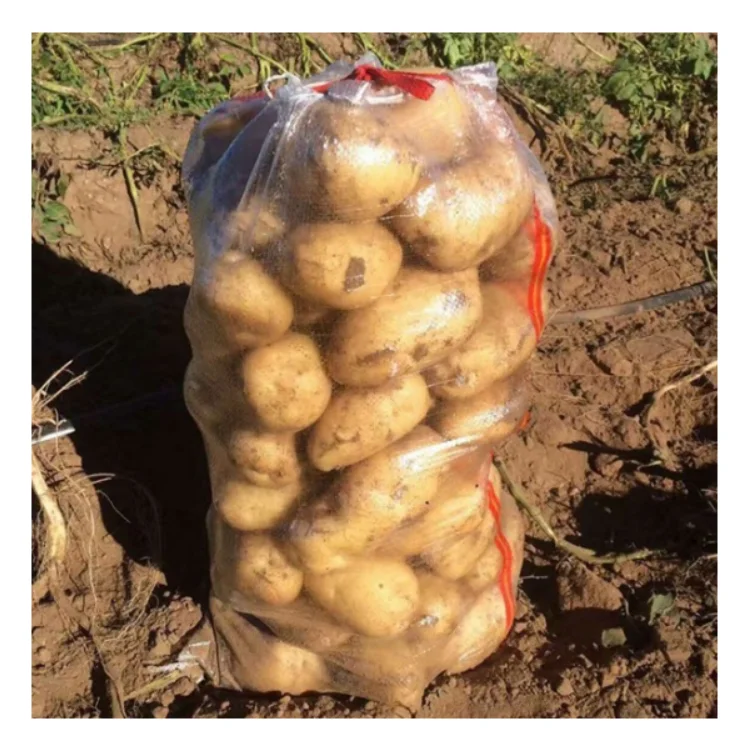 50kg transparent pp woven sack for packing potato woven sack with single fold single switch