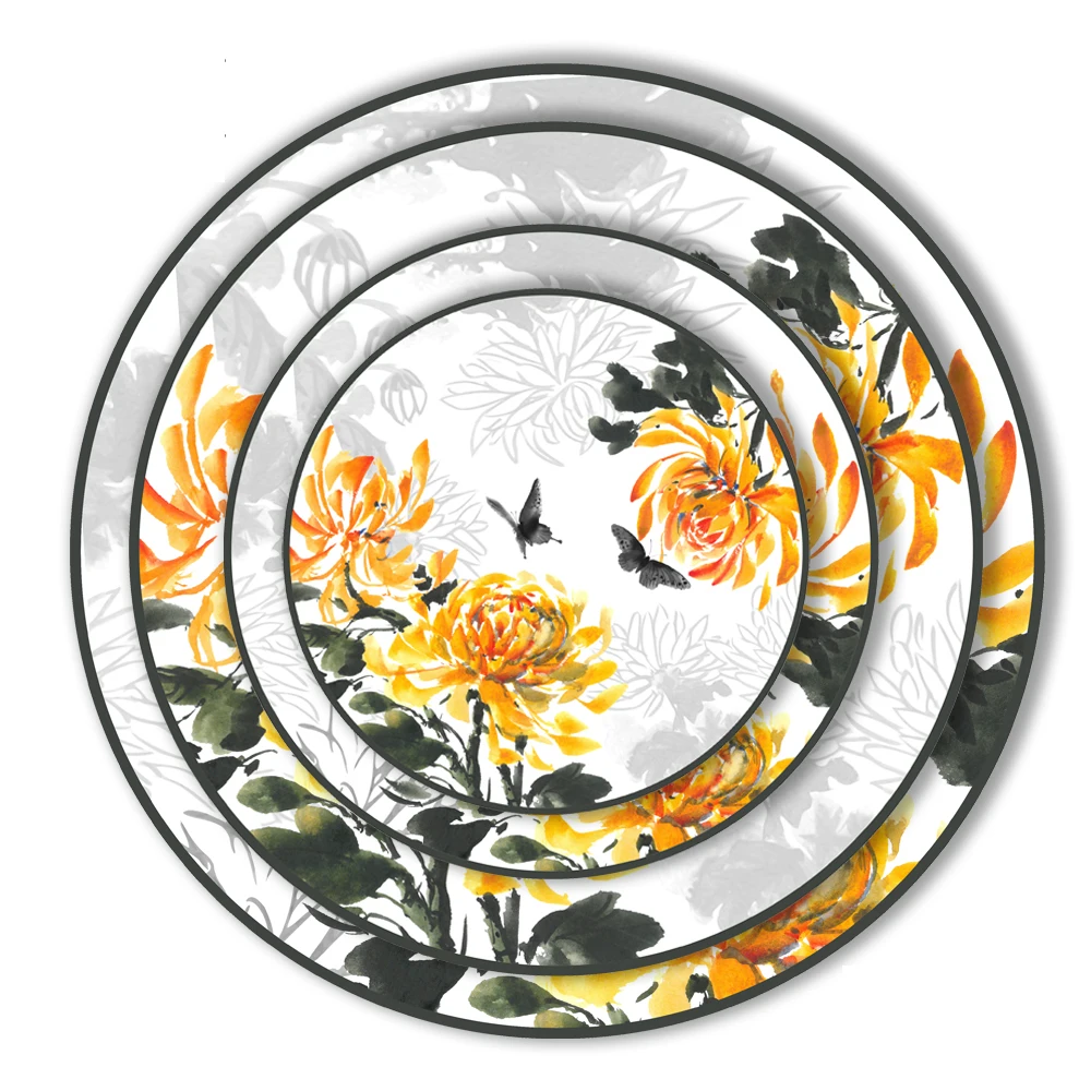 Hot sale restaurant wedding round porcelain tableware bone china ceramic charger plates dishes