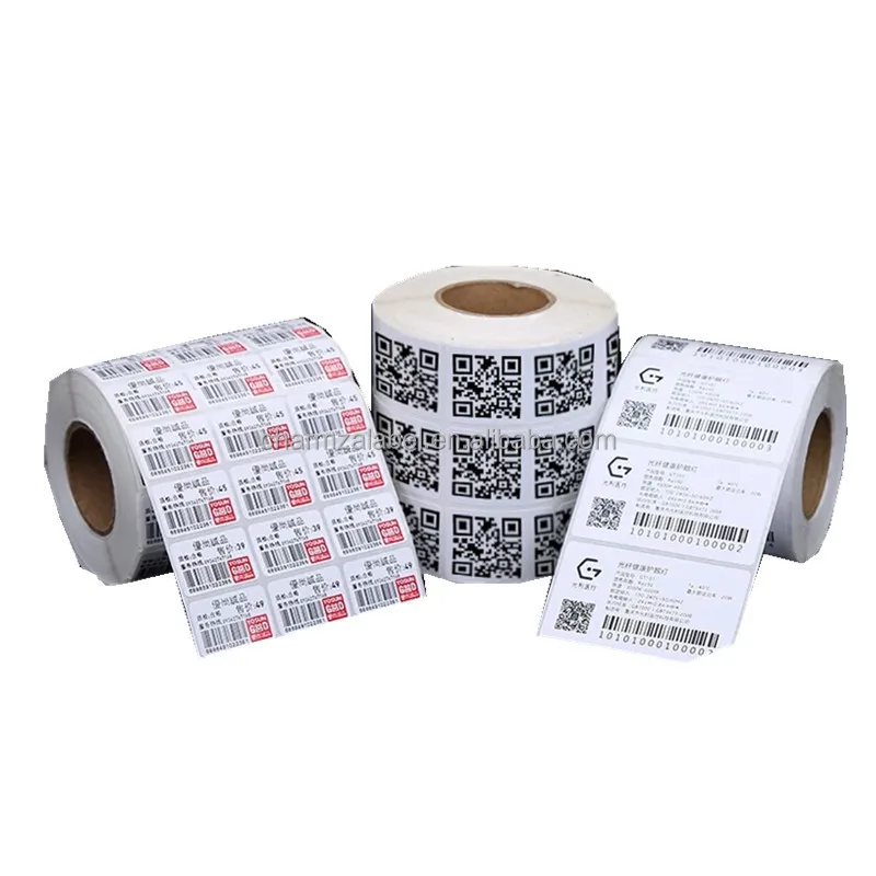 Waterproof Paper Qr Hs Barcodes Random Color Roll Stickers Labels Printing
