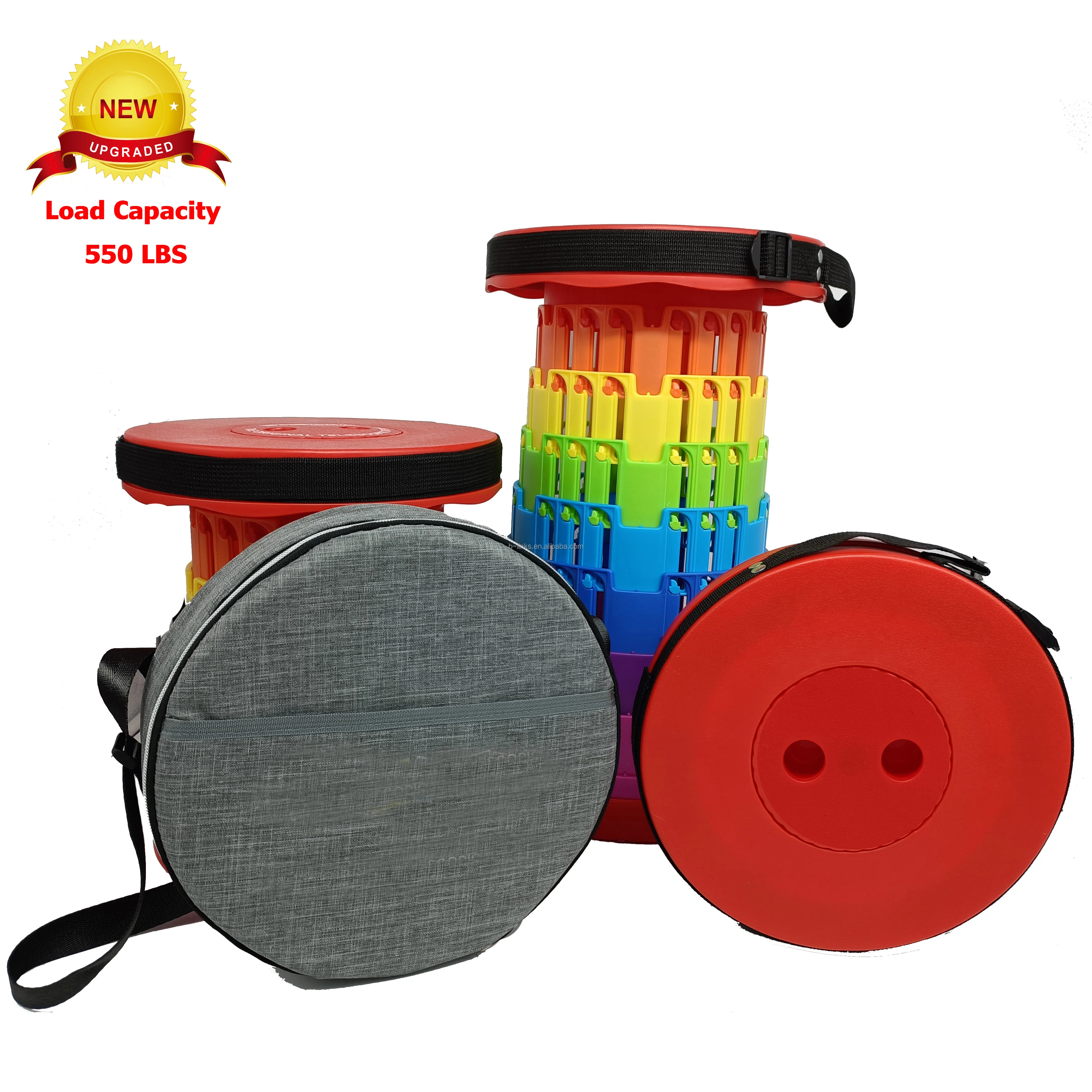 NO MOQ Load 500 lbs Outdoor  Portable Plastic Microscopic Retractable Collapsible Telescopic Folding Ottoman Stool With Cushions