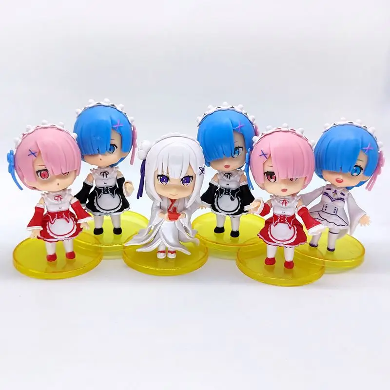 Wholesale 6pcs Re: Life in a Different World from Zero Remu Anime Figures Dolls Re: Zero kara Hajimeru Isekai Seikats PVC Toy