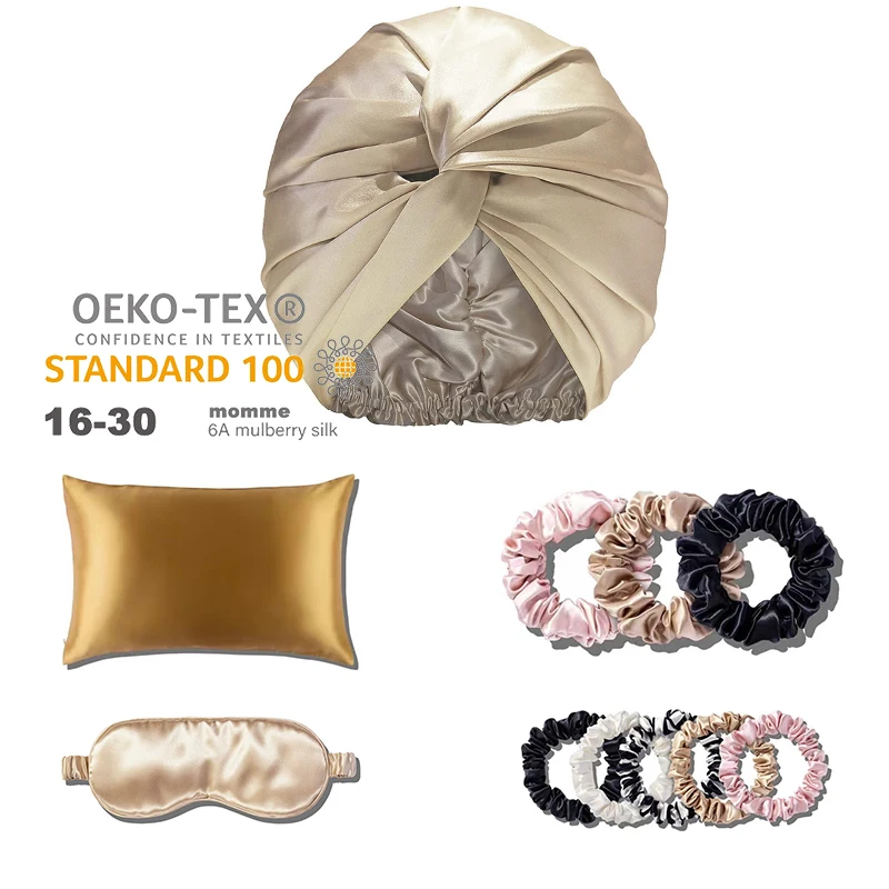 Wholesale low MOQ custom logo silk bonnets factory adjustable sleep turban custom silk hair turban