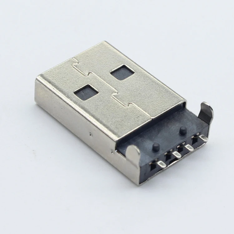 Usb2.0 Type A Welding Solder Plug Straight Sink Plate 4.9Mm 4 Core Cable 180Degree PCB Mount SMT Male Usb 2.0 Connector Smd