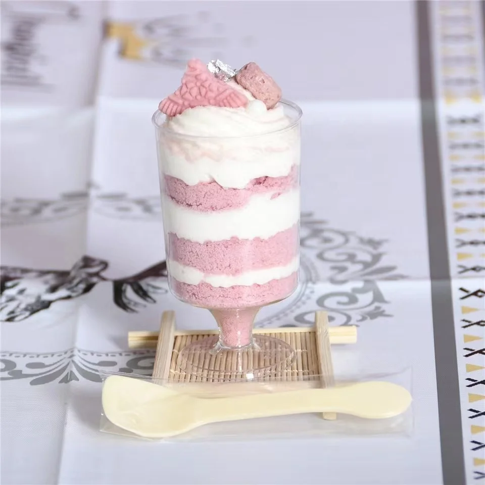 Various Type Of Dessert Cups PS PP Mousse Pudding Tiramisu Cake Yogurt Disposable Rigid Plastic Cups With Spoon