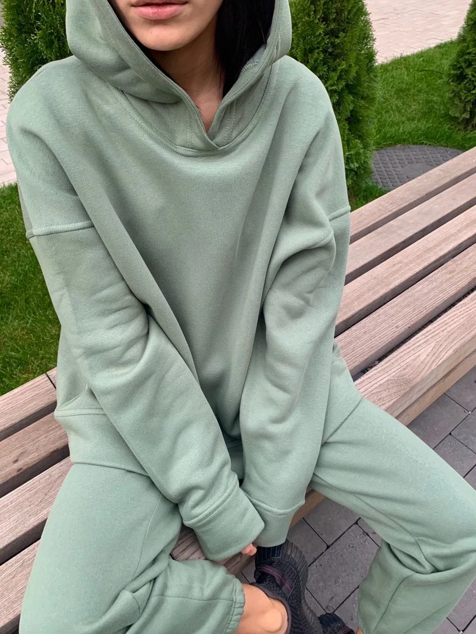 4221 Women Customize Logo Leisure casual High Waist joggers Two-piece Hoodie suit