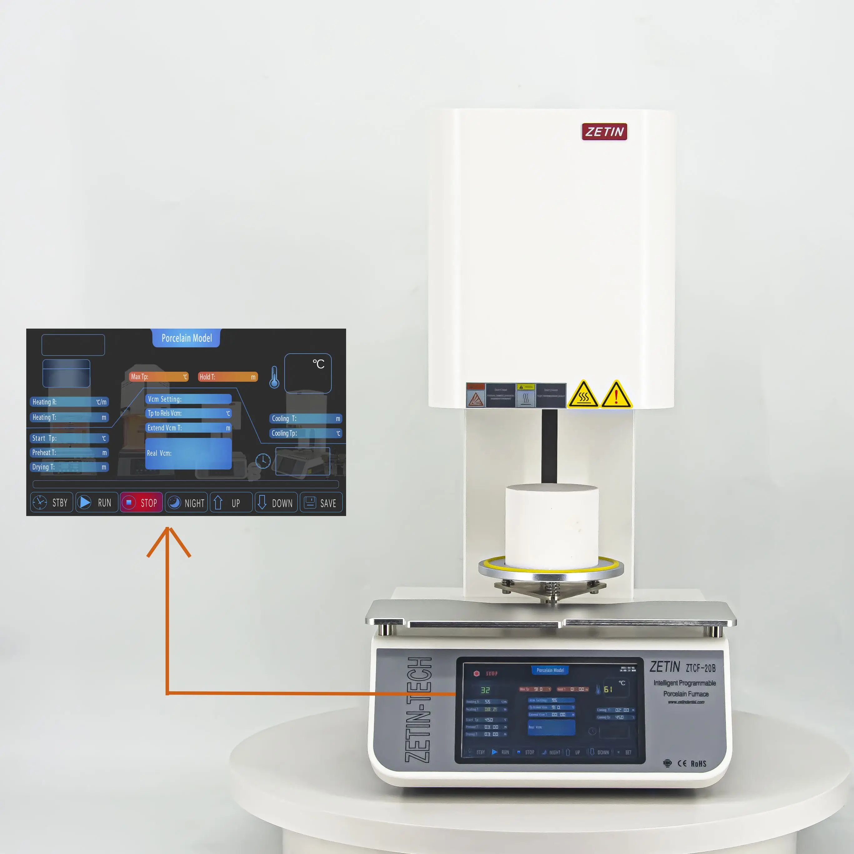 ZETIN Factory Touch Screen Ceramic Furnace Made LCD Touch Screen High Quality Dental Vacuum Oven