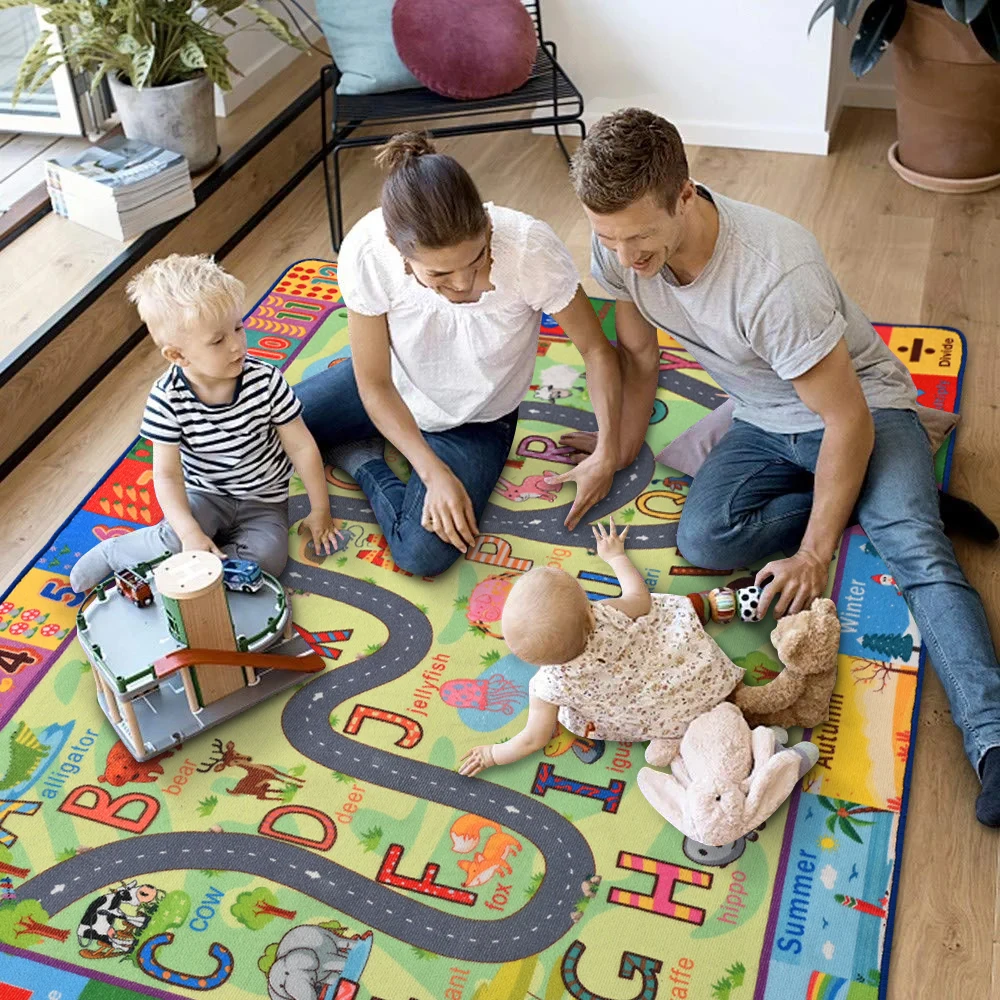 Large Play Learn & Have Fun Safely Kids Carpet City Play Mat For Cars & Toys