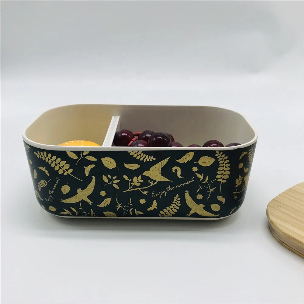 Eco Friendly Biodegradable Bamboo fiber deep divided lunch box PLA plant based lunchbox bento box microwave safe BPA free