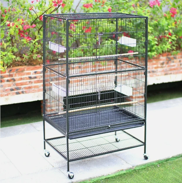 Large Wrought Iron Bird Cage Flight Canary Parakeet Cockatiel Lovebird Finch Sugar Glider Cage with Removable Stand