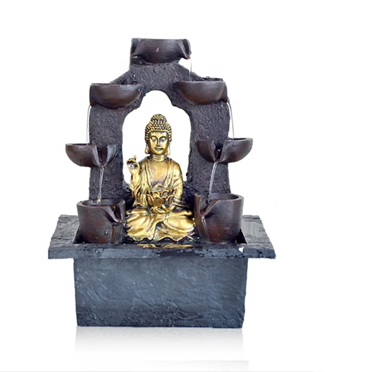 
Volume supply best seller small golden buddha statue indoor resin fountain 