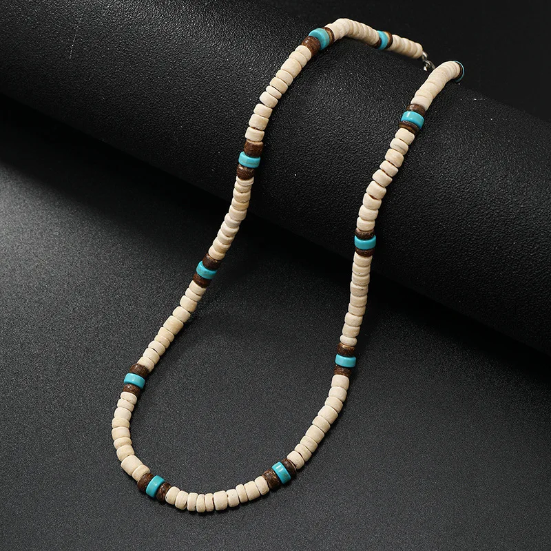 Summer Bohemian Brown Coconut Beads Surf Men Tribal Jewelry Handmade Vintage Wooden Beads Necklace for Men