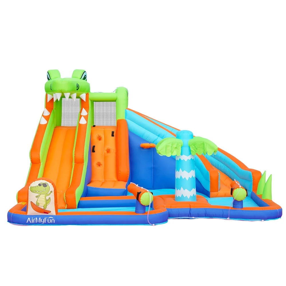 Factory Custom Durable Dinosaur Oxford Cloth Double Slide Combo Giant Inflatable Bounce House Bouncy Castle For Kids