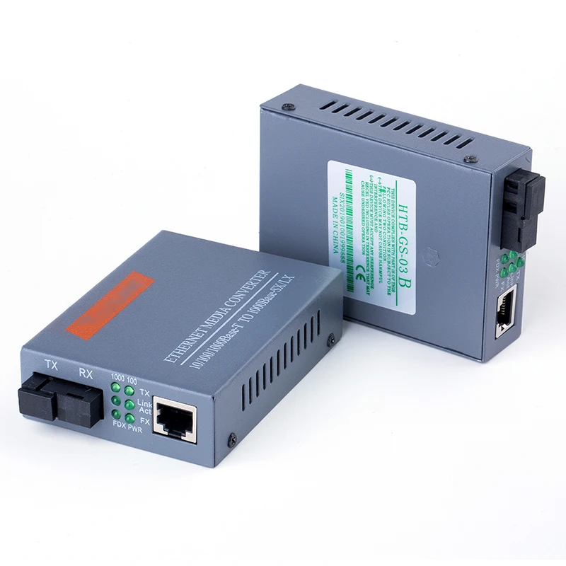 NetLink HTB-GS-03 A/B волокно медиа конвертер 20 км 10/100/1000 Мбит/с SC RJ45 однорежимный порт трансивер