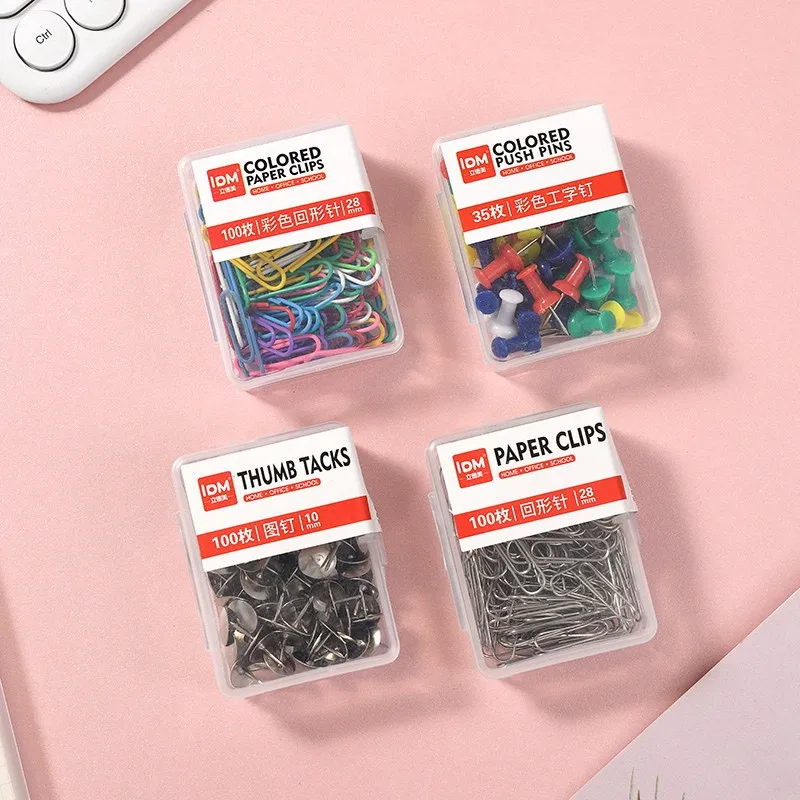 Factory Wholesale Boxed Paper Clips Office Supplies 28mm Color Student Documents Storage Binding Stationery Paper Clips