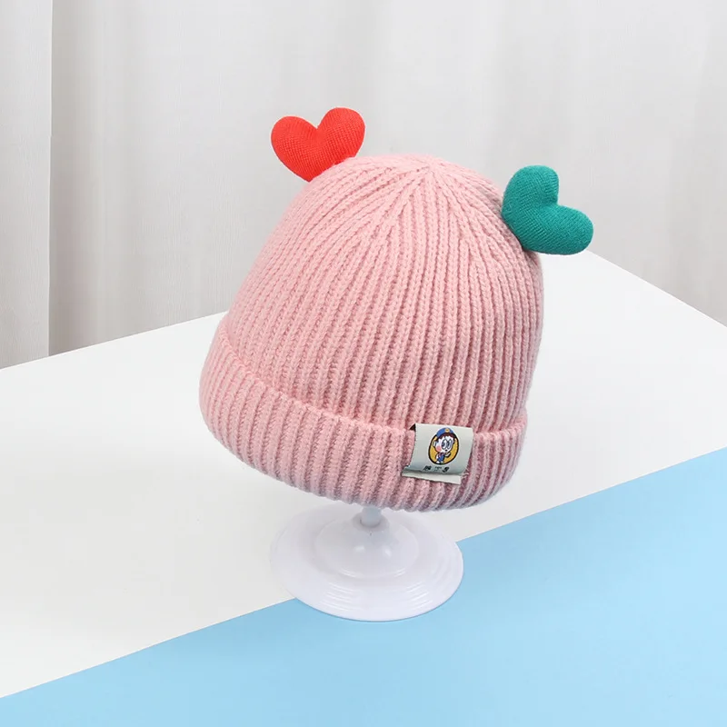 Two color animal ears Knitting  Pattern Soft Warm Cute children kids animal ear hat winter warm hats