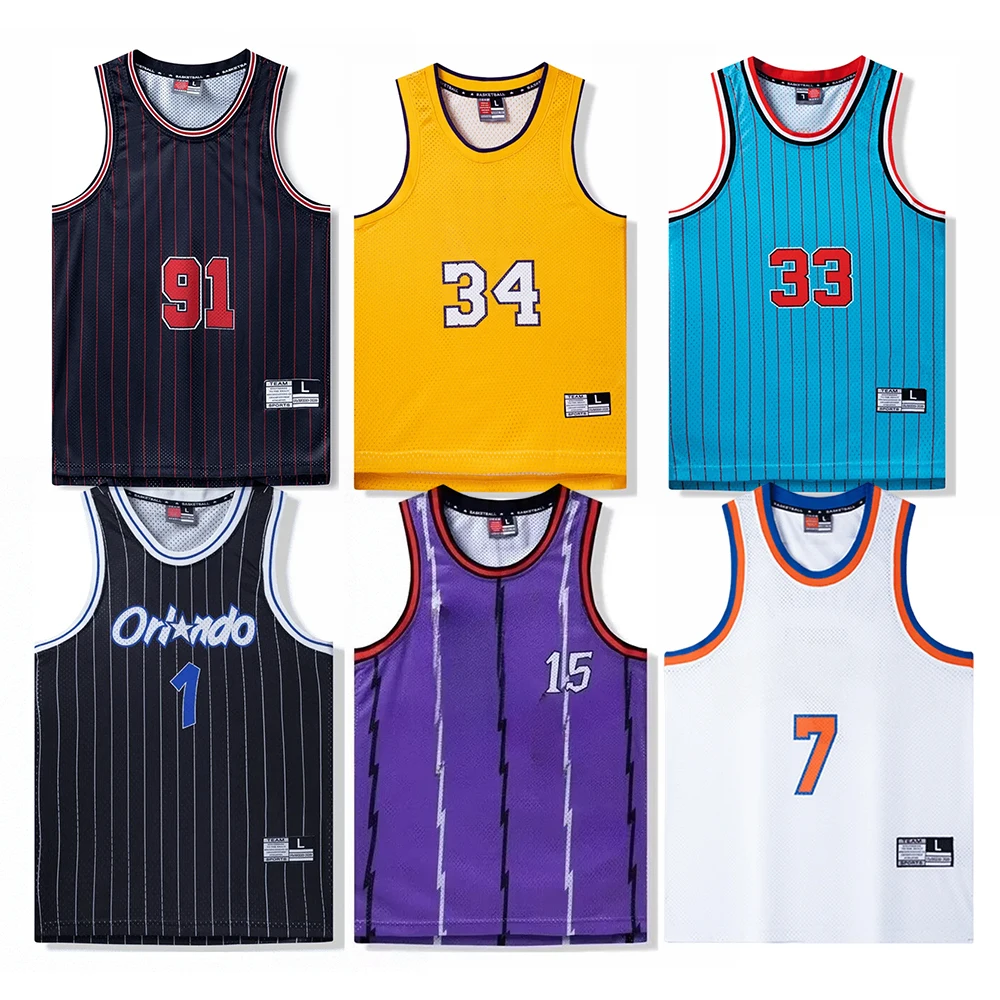 Breathable youth basketball jersey shirts custom heavy mesh embroidery logo high fashion men basketball wear