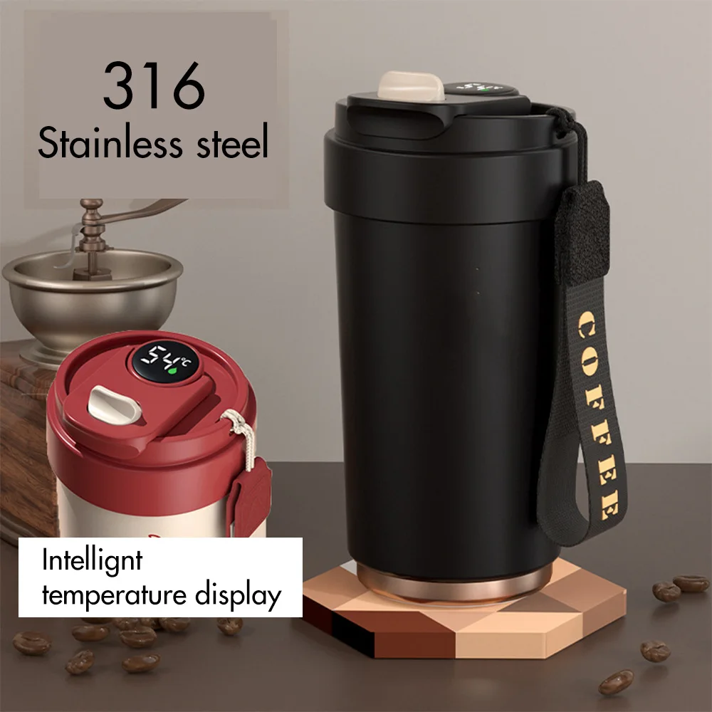 New Portable Drinkware Travel Coffee Cup Insulated Warmer Temperature Control Smart Stainless Steel Coffee Mugs