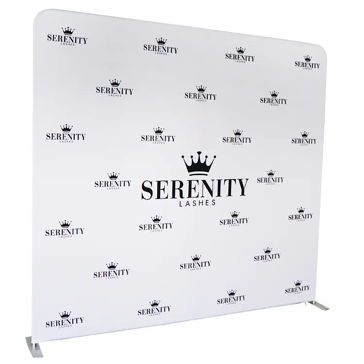 Tradeshow expo 10ft 8ft aluminum tube stretch fabric step and repeat banner display custom backdrop with logo