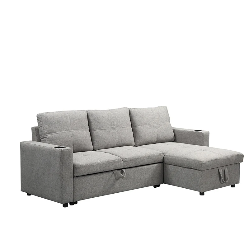 Modern style living Room L Shape Corner sofa set pull out Fabric Folding Sofa bed room furniture