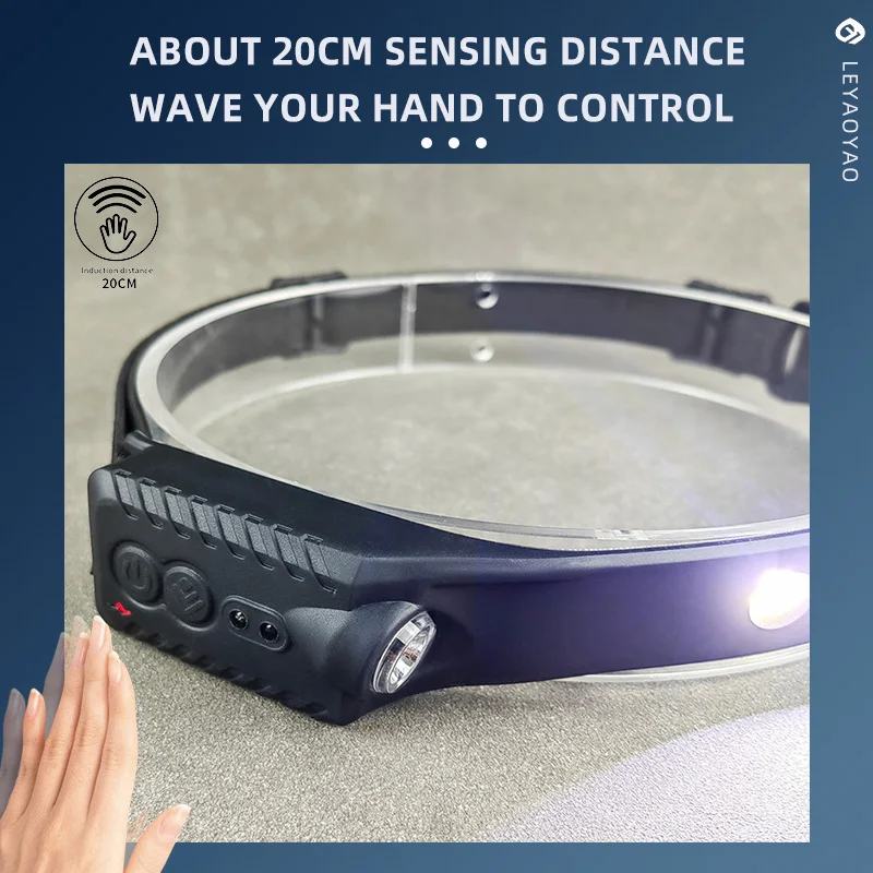 2024 new intelligent sensing floodlight 230 degree illumination waterproof foldable outdoor sports fishing bright COB headlight