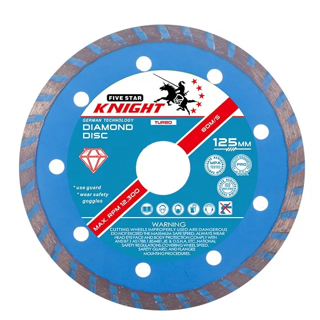 Knight 5' 125mm Cutting Roofing Tiles Turbo Diamond Blades without water