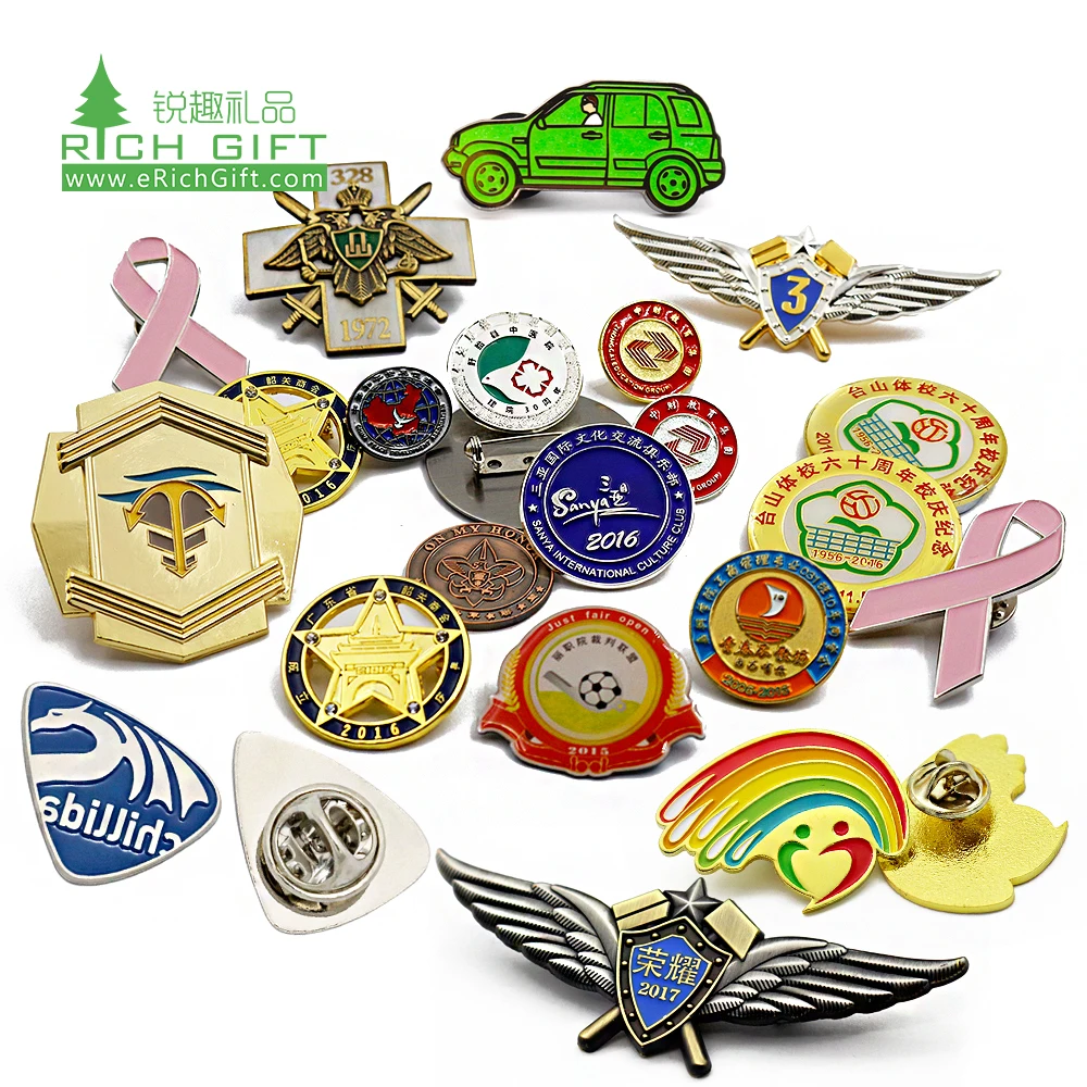 Wholesale Cheap Price Custom Metal Brooch Sword Lapel Pin Ribbon Badge Enamel Pins For Club Business Staff