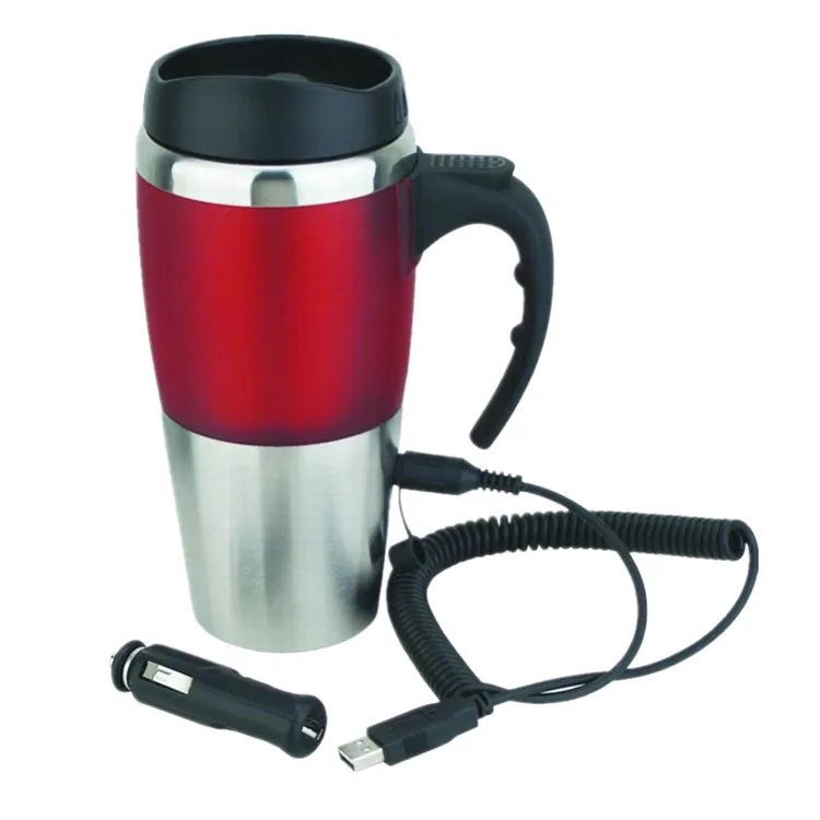 factory price electric stainless steel coffee mug with USB and car plug