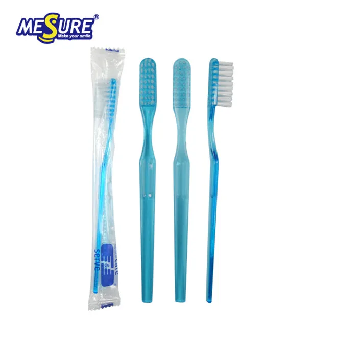 Custom logo blue disposable hotel travel plastic prepasted toothbrush set with liquid toothpaste