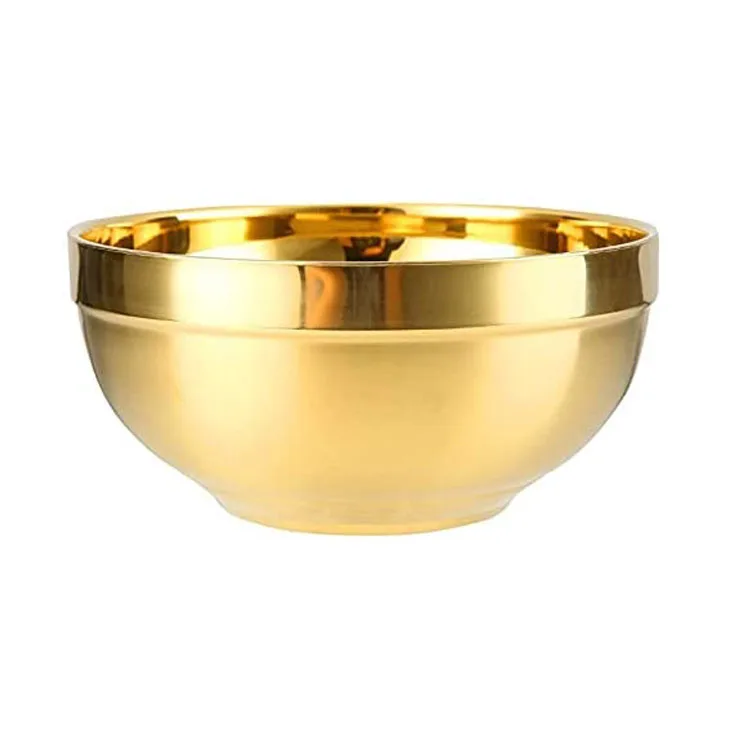 Golden Color Insulated Double Wall Stainless Steel Soup Bowl Rice Bowl Ramen Bowls