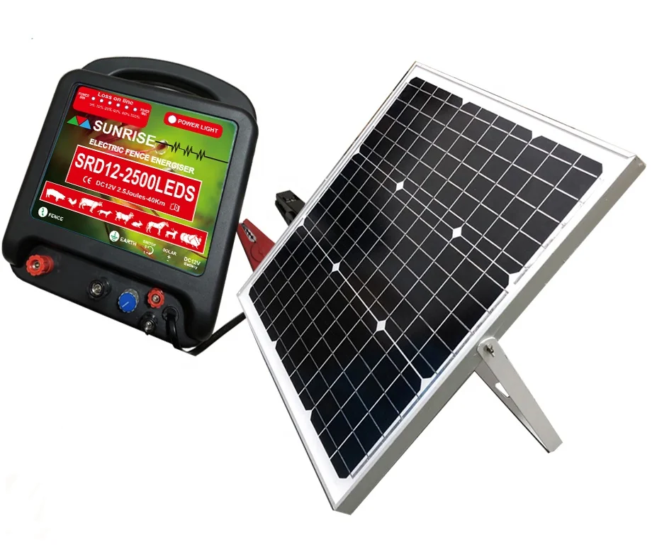 Waterproof Security 10/20/30/40KM Solar Power Electric Fence Energizer